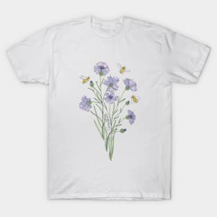 Wildflowers cornflower honey bee T-Shirt